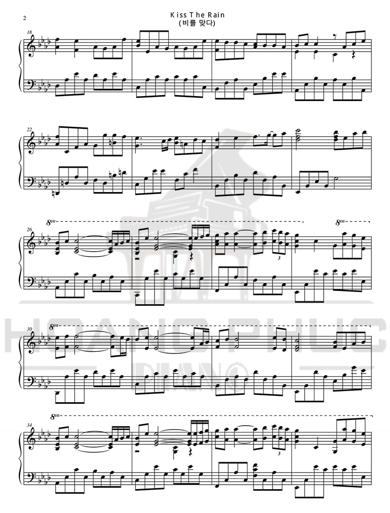 Sheet nhạc piano Kiss the Rain - Yiruma